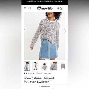 Madewell Brownstone Flecked Pullover Sweater—Medium—100% Cotton